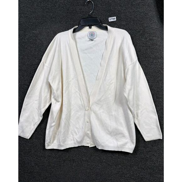 Cape Isle Knitters Classic Cream Cardigan Sweater Womens Sz S Long Sleeve *READ - Picture 1 of 7